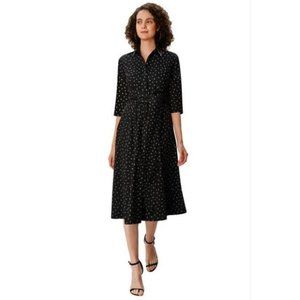 eshakti Polka Dot Print Cotton Sash Waist Shirtdress Size 32W/5X